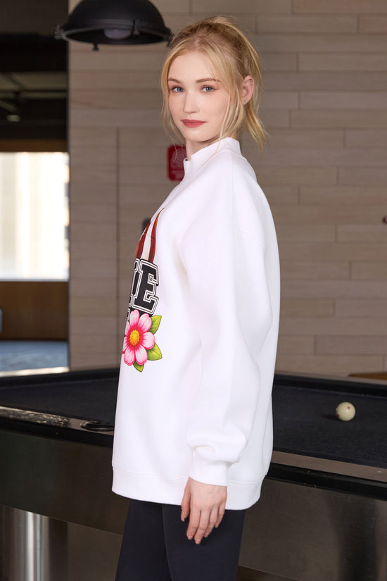 Floral Game Day Football Mockneck Sweatshirt