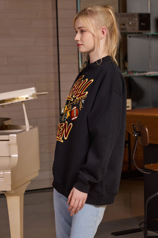 M004-G014 BLACK S1 — Football Laundry graphic on M004 black garment