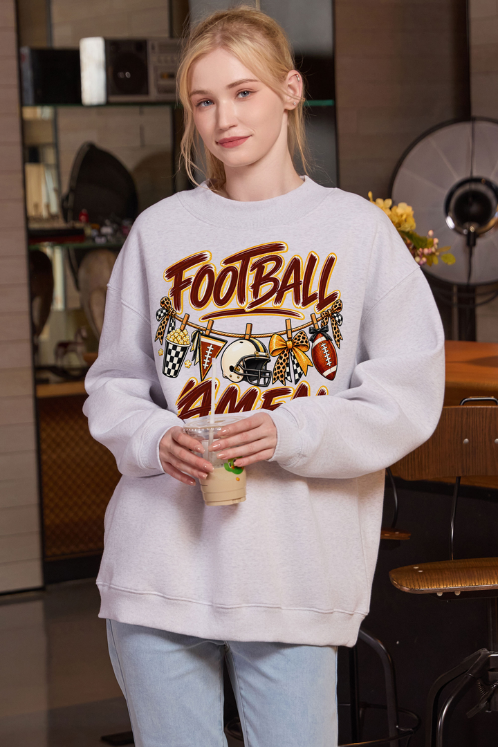 M004-G014 HEATHER-GREY F2 — Football Laundry graphic on M004 heather grey garment