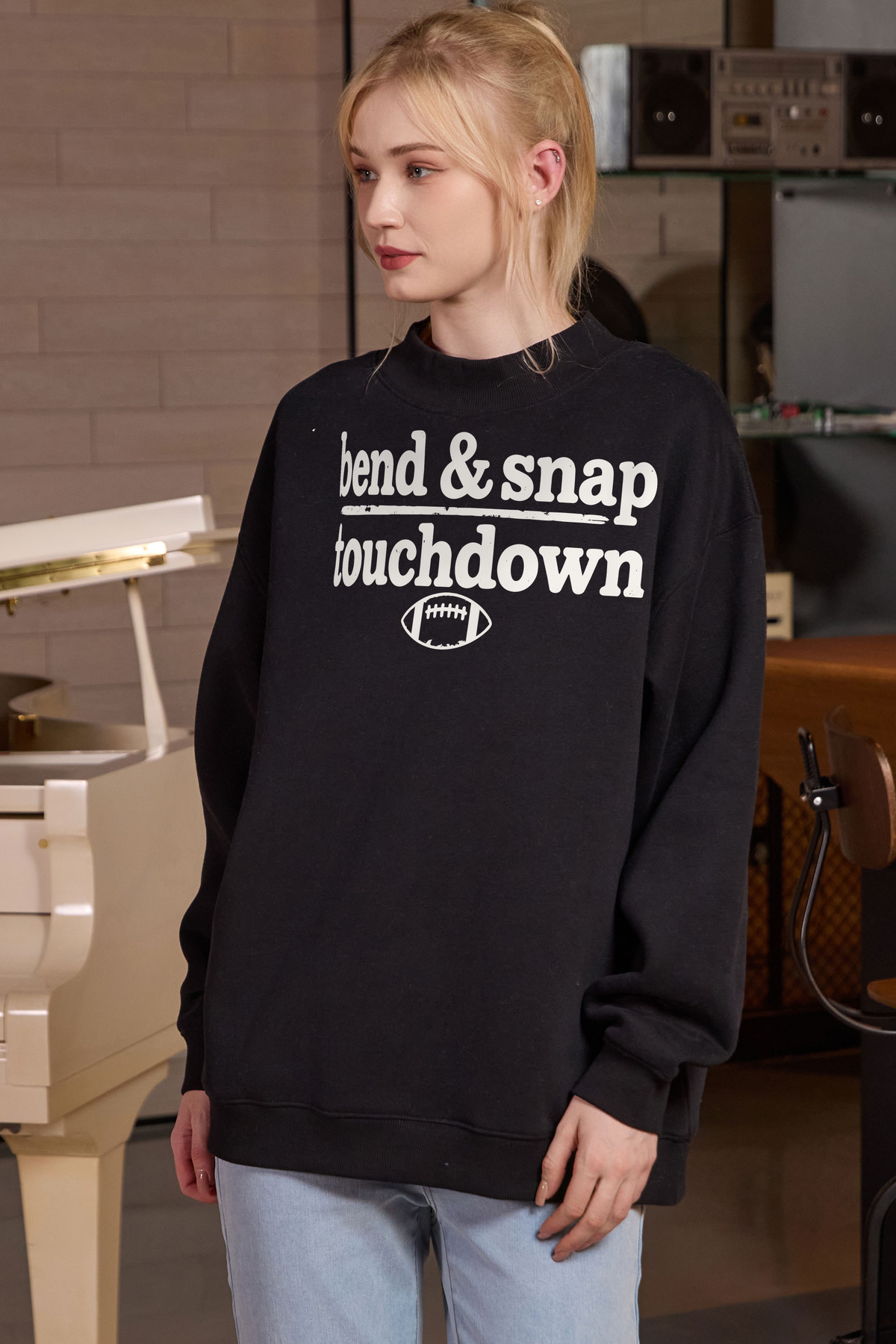 M004-G018 BLACK F2 — Bend and Snap graphic on M004 black garment