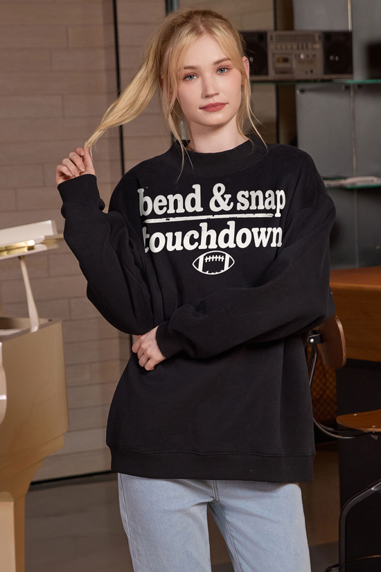M004-G018 BLACK F3 — Bend and Snap graphic on M004 black garment