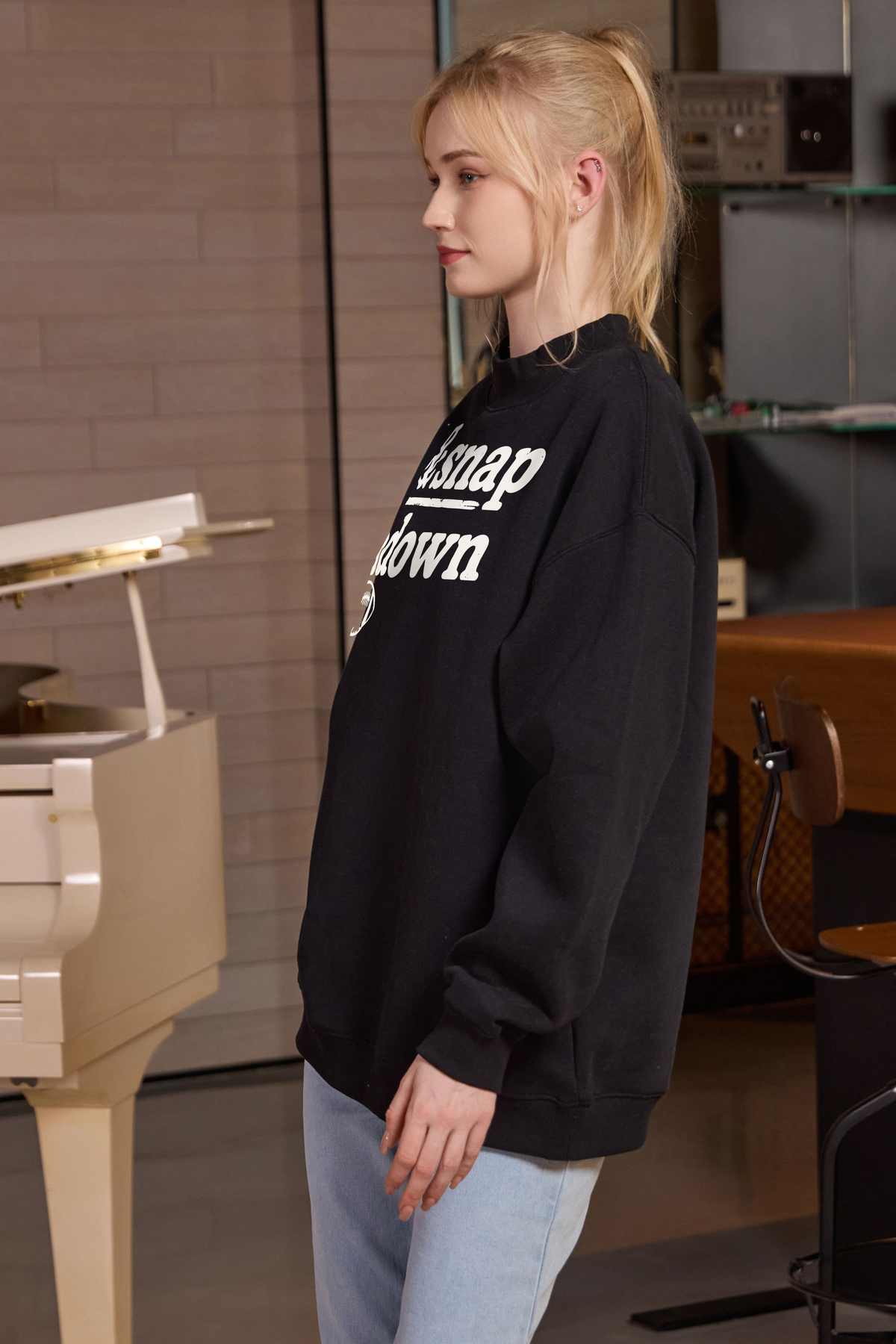 M004-G018 BLACK S1 — Bend and Snap graphic on M004 black garment