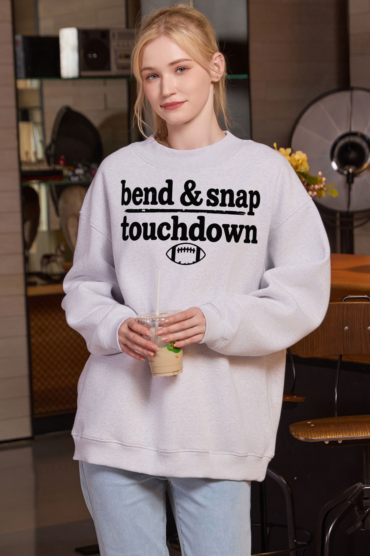 M004-G018 HEATHER-GREY F2 — Bend and Snap graphic on M004 heather grey garment