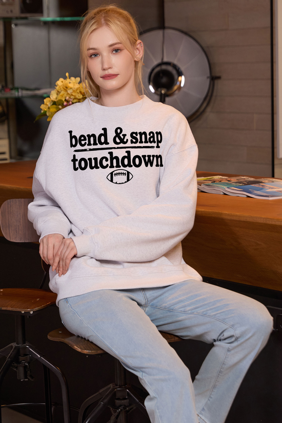 M004-G018 HEATHER-GREY F3 — Bend and Snap graphic on M004 heather grey garment