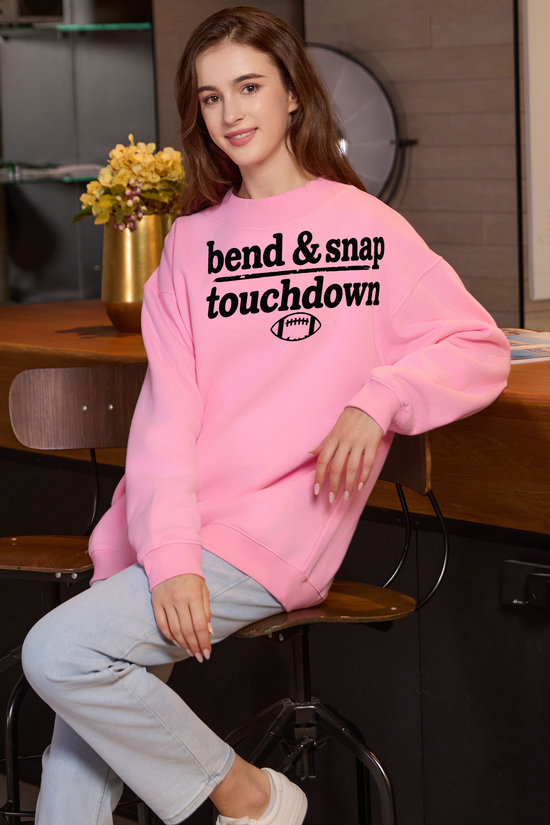 M004-G018 LIGHT-PINK F3 — Bend and Snap graphic on M004 light pink garment