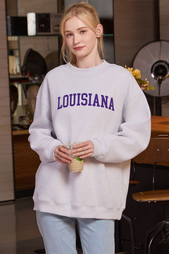 Louisiana Collegiate Sweatshirt — heather grey — front view 2