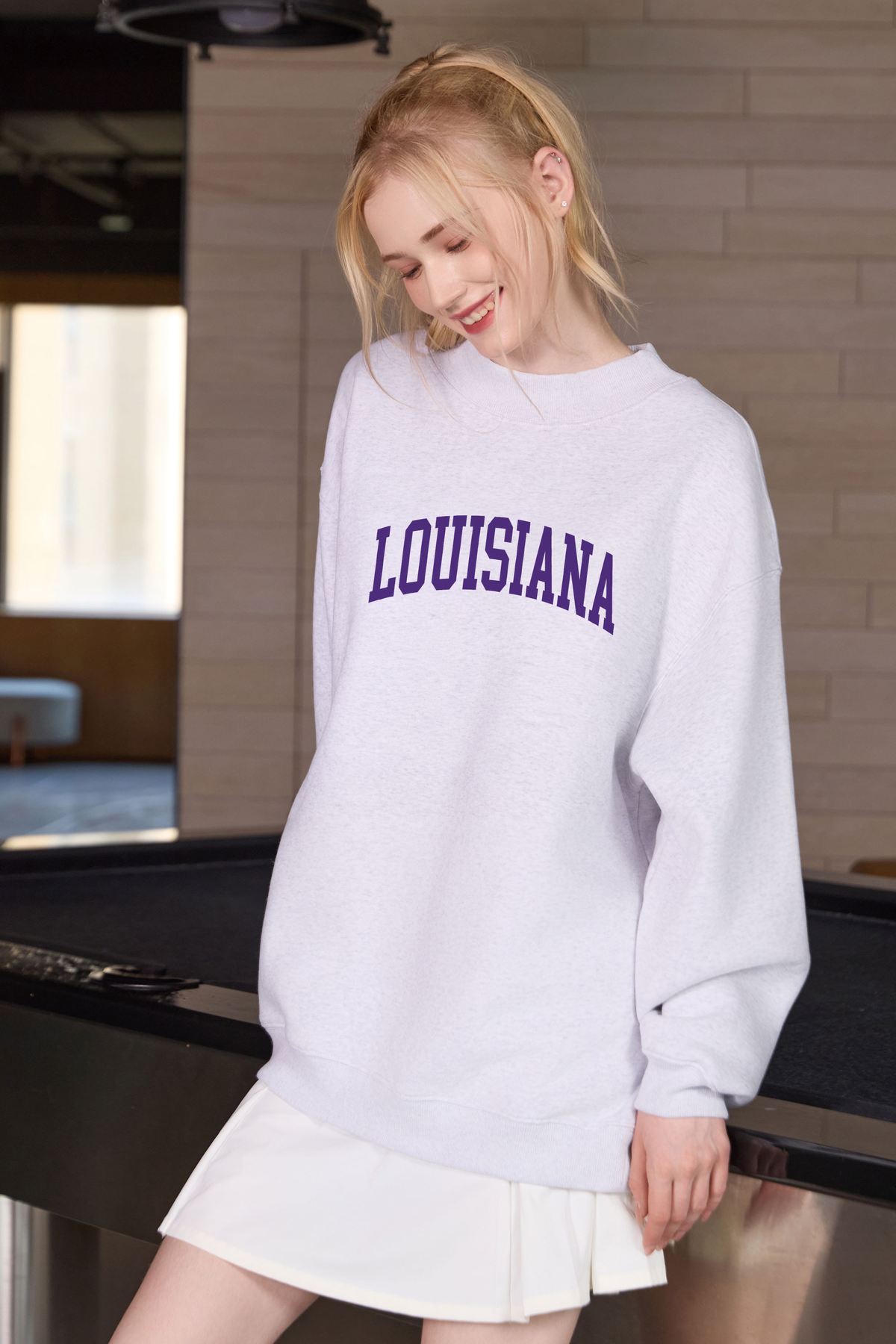 Louisiana Collegiate Sweatshirt — heather grey — front view 3