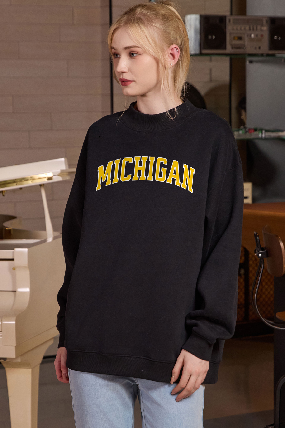 Michigan Collegiate Sweatshirt — black — front view 3