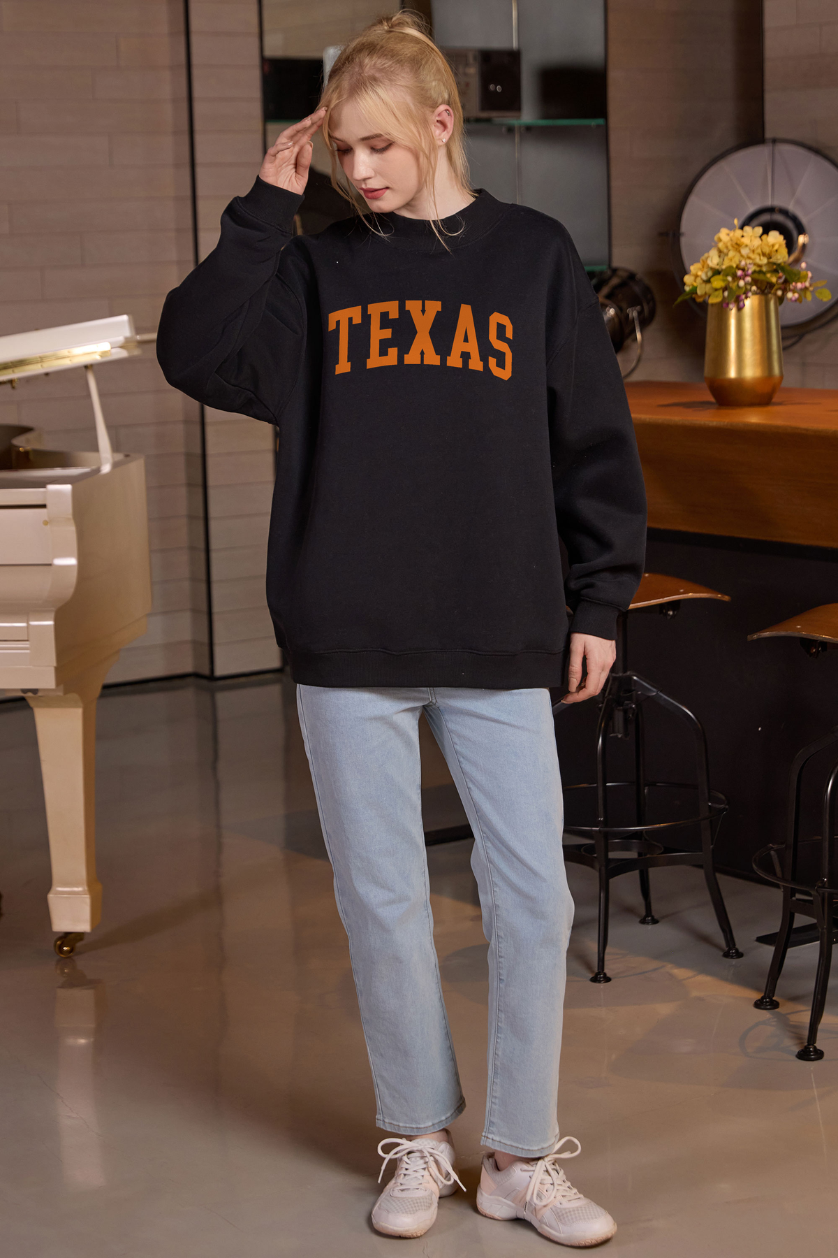 Texas Collegiate Sweatshirt — black — front view 1