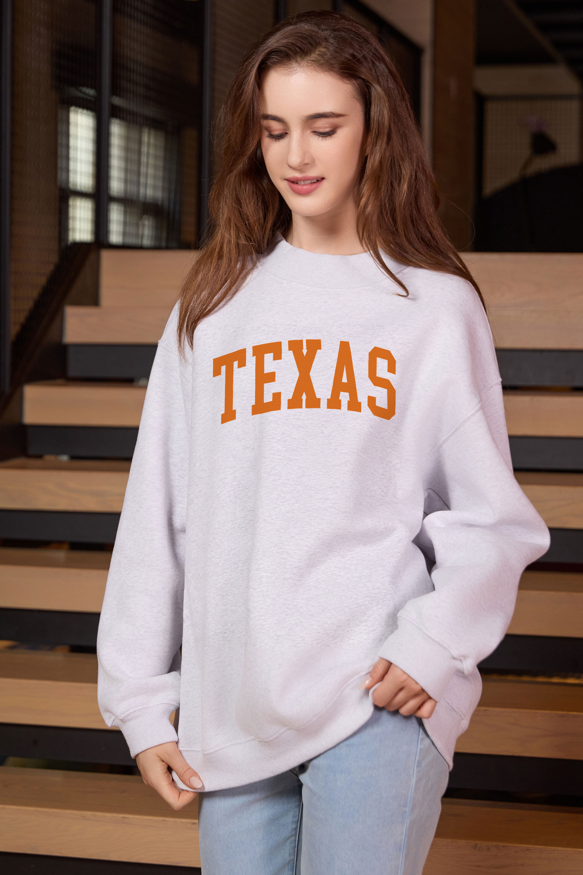 Texas Collegiate Sweatshirt — heather grey — front view 1