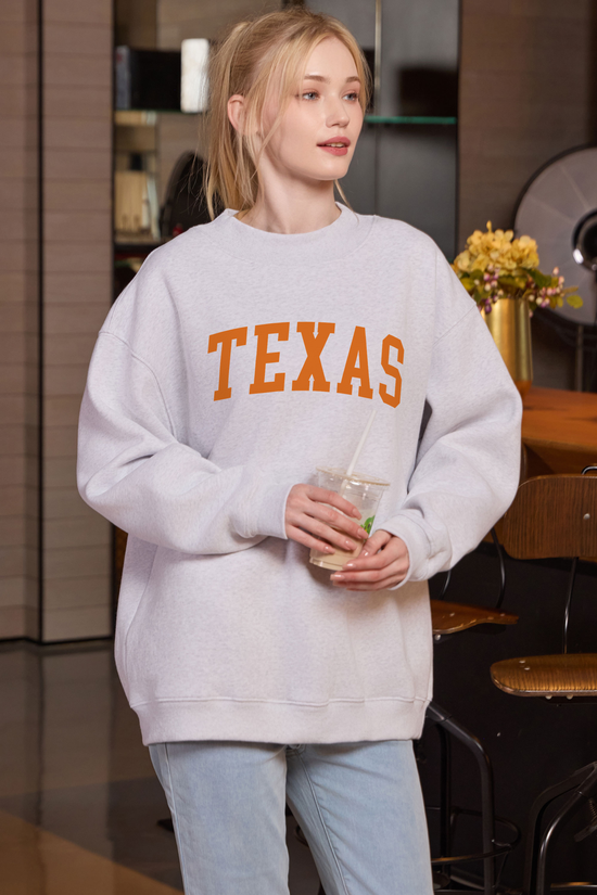 Texas Collegiate Sweatshirt — heather grey — front view 2