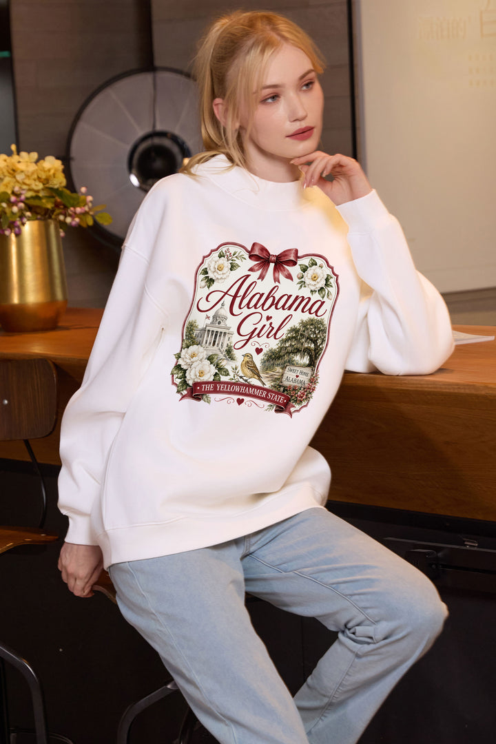 Alabama Girl Sweatshirt in white — model view 2.