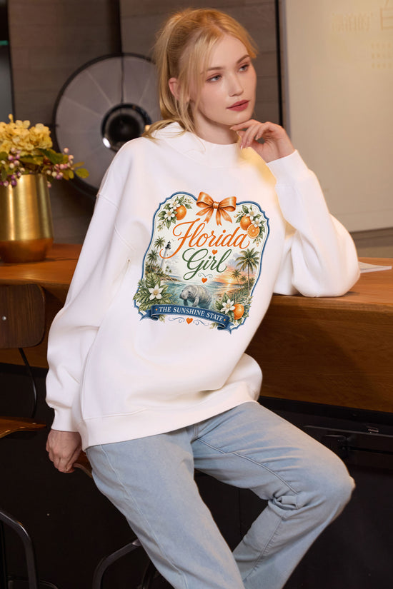 Florida Girl Illustrated Sweatshirt in white — model view 2.