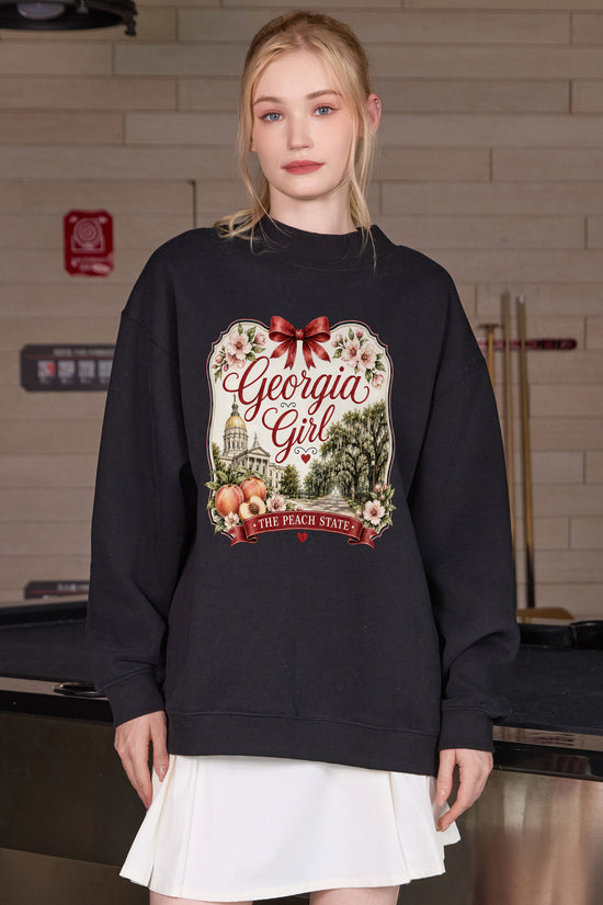 Georgia Girl Illustrated Sweatshirt in black — model view 1.