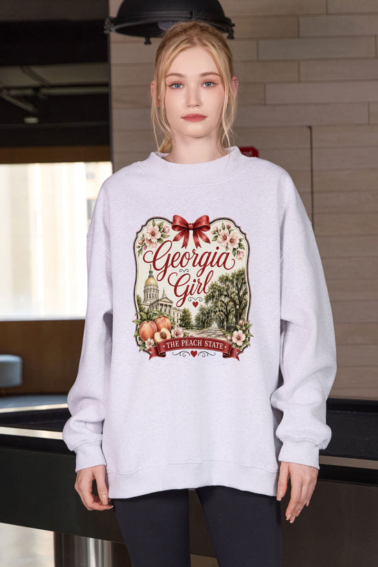 Georgia Girl Illustrated Sweatshirt in heather grey — model view 3.