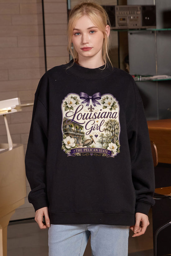 Louisiana Girl Illustrated Sweatshirt in black — model view 2.