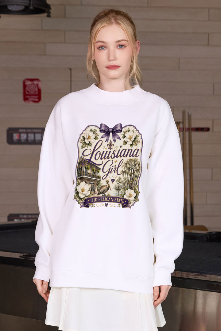 Louisiana Girl Illustrated Sweatshirt in white — model view 2.