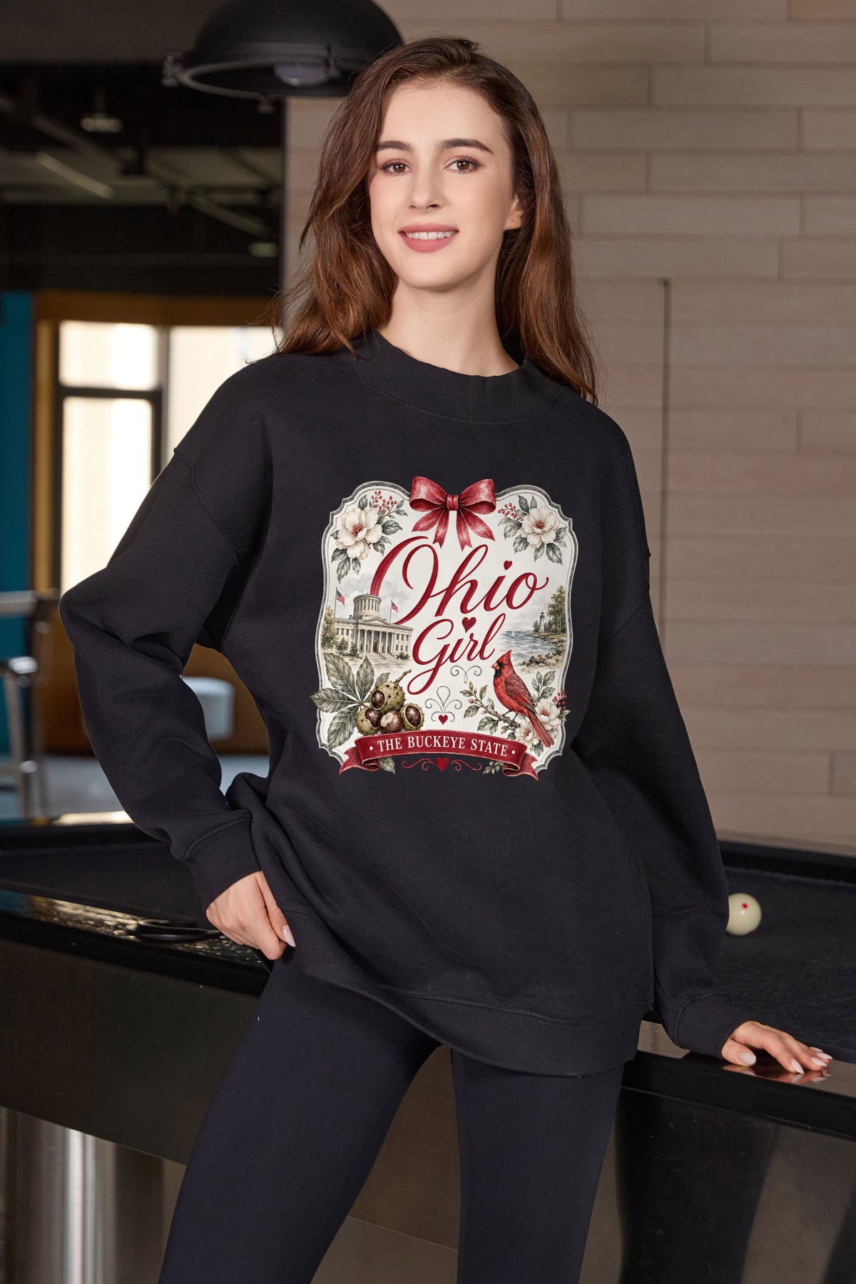 Ohio Girl Illustrated Sweatshirt in black — model view 2.