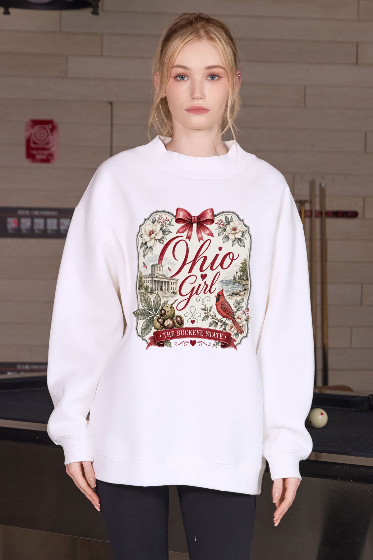 Ohio Girl Illustrated Sweatshirt in white — model view 1.