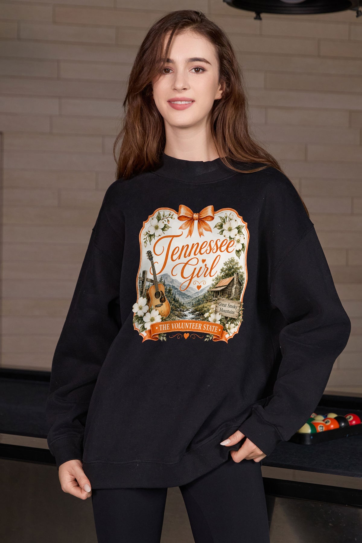 Tennessee Girl Illustrated Sweatshirt in black — model view 3.