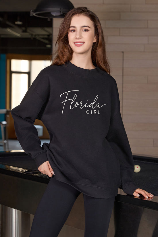 Florida Girl Lettering Sweatshirt in black — model view 1.