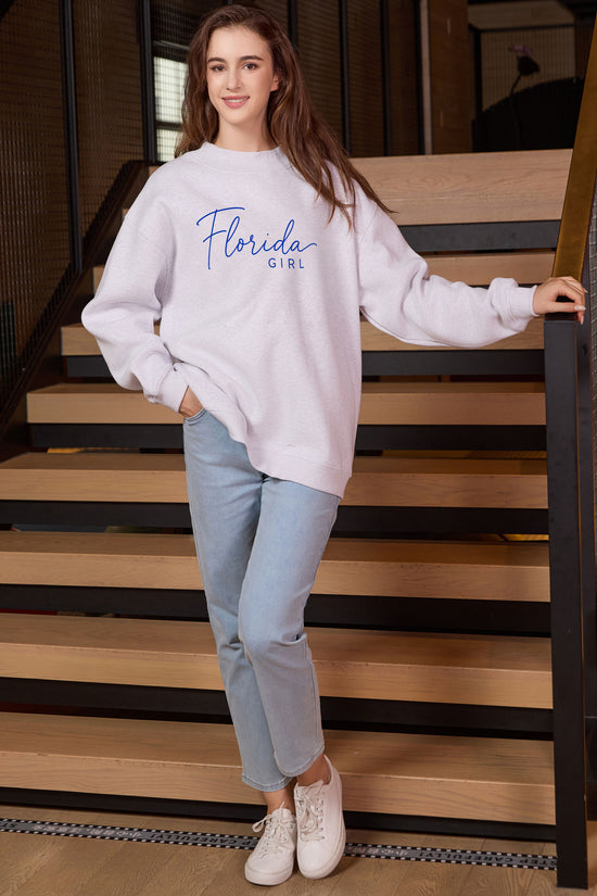 Florida Girl Lettering Sweatshirt in heather grey — model view 2.