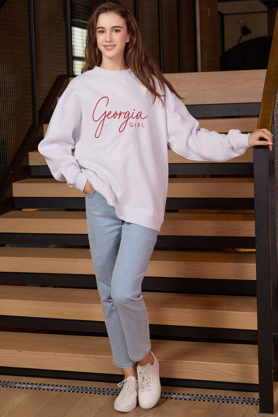 Georgia Girl Lettering Sweatshirt in heather grey — model view 2.