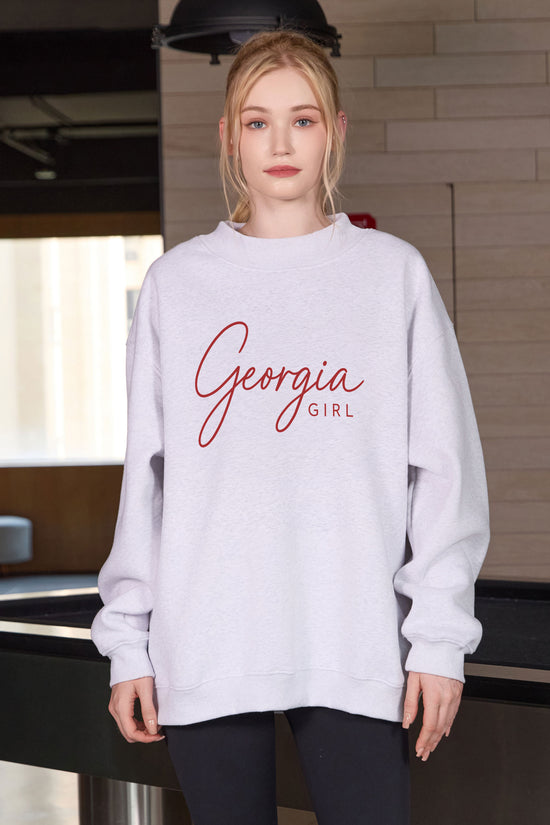 Georgia Girl Lettering Sweatshirt in heather grey — model view 3.