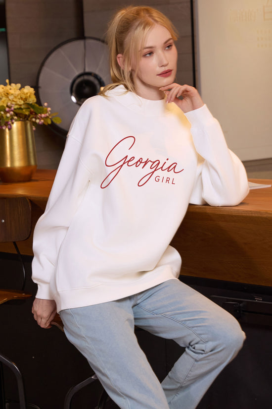 Georgia Girl Lettering Sweatshirt in white — model view 1.