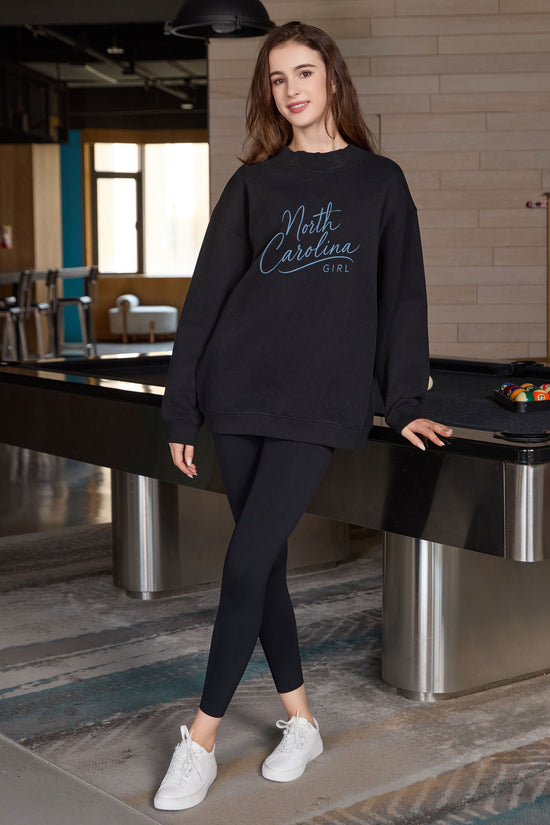 North Carolina Girl Lettering Sweatshirt in black — model view 3.