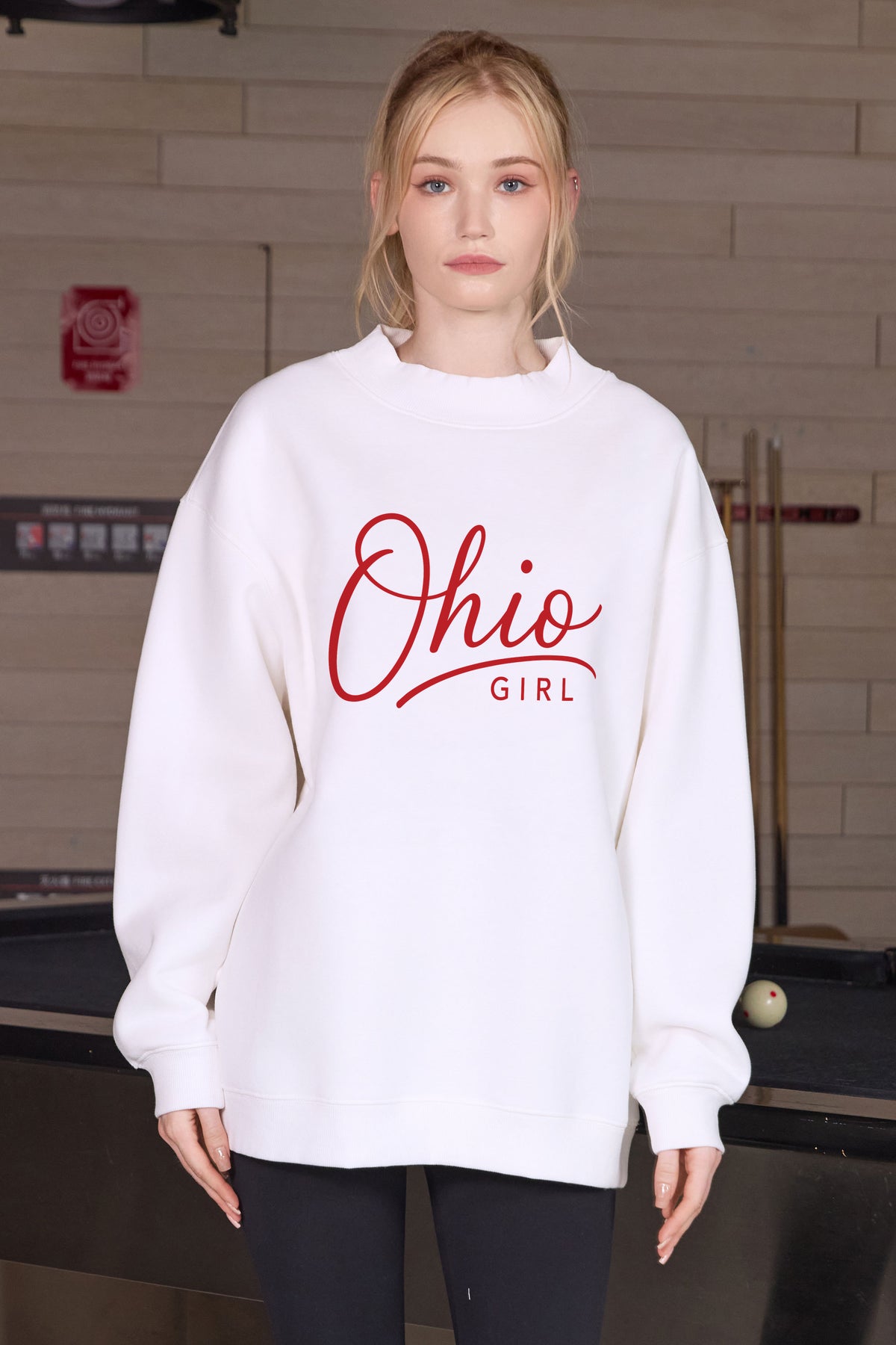 Ohio Girl Lettering Sweatshirt in white — model view 1.
