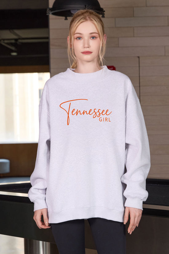 Tennessee Girl Lettering Sweatshirt in heather grey — model view 2.
