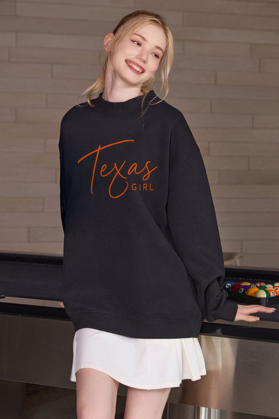 Texas Girl Lettering Sweatshirt in black — model view 2.