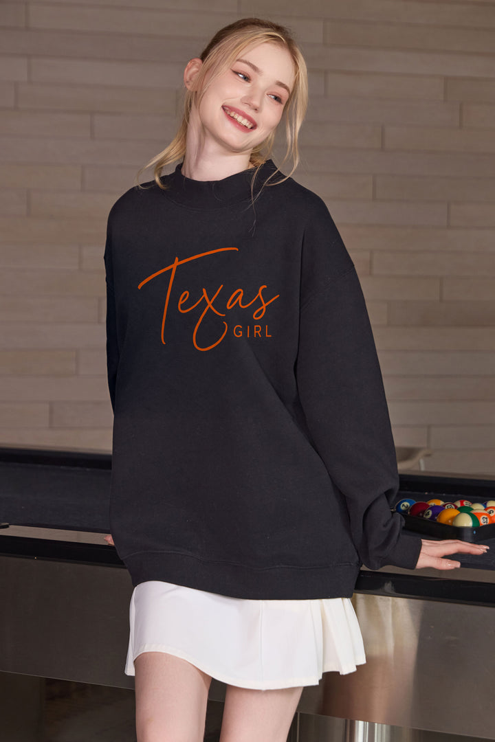 Texas Girl Lettering Sweatshirt in black — model view 2.