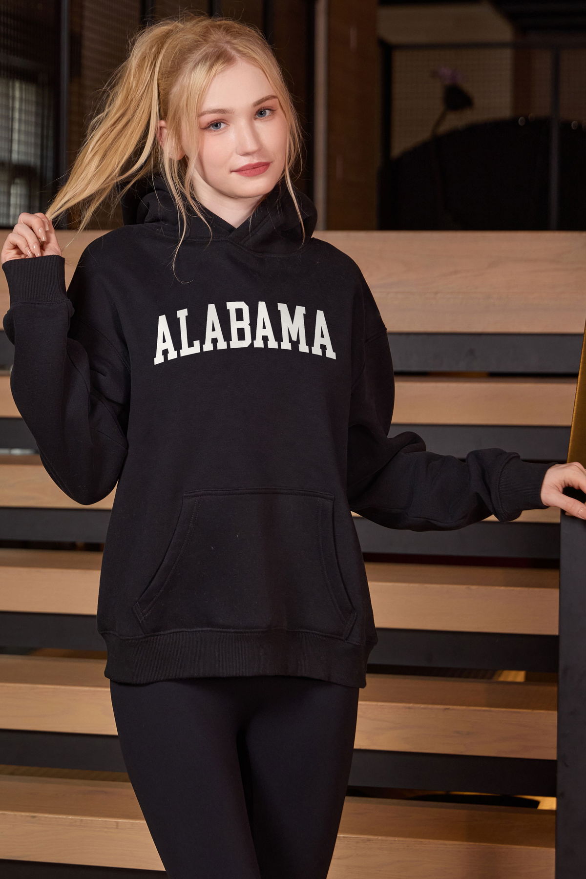 Alabama Collegiate Hoodie — black — front view 2