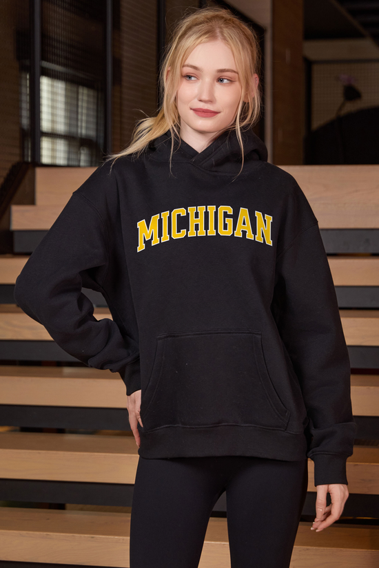 Michigan Collegiate Hoodie — black — front view 2