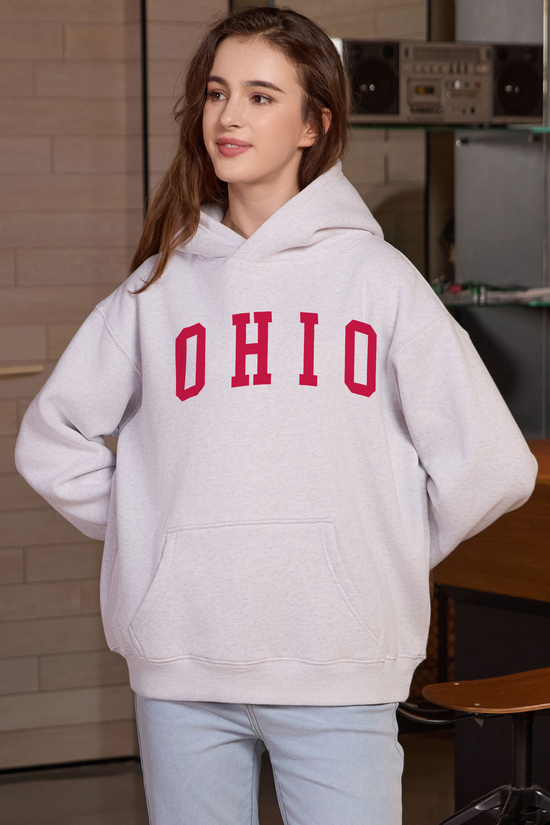 Ohio Collegiate Hoodie — heather-grey, front 1, centered fabric-following print