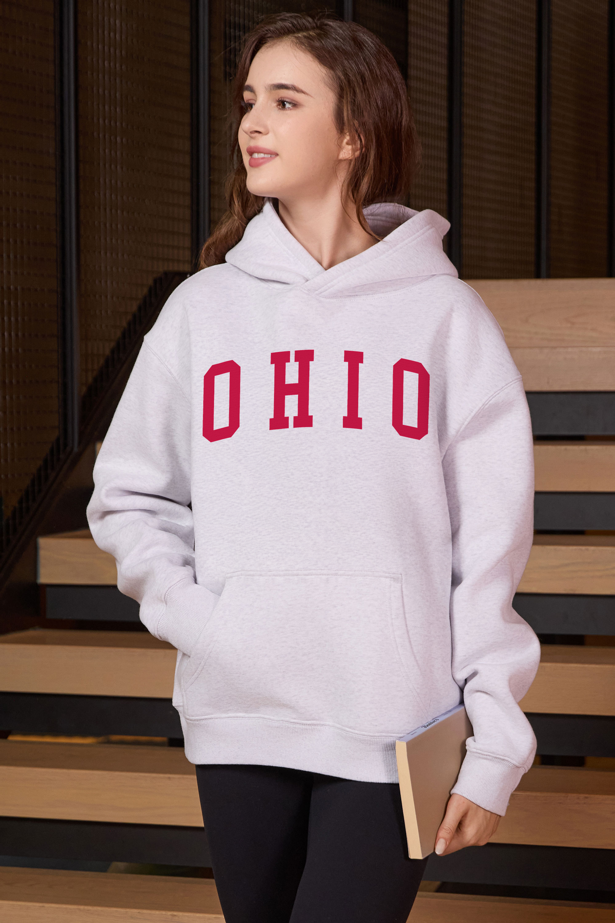 Ohio Collegiate Hoodie — heather grey — front view 3