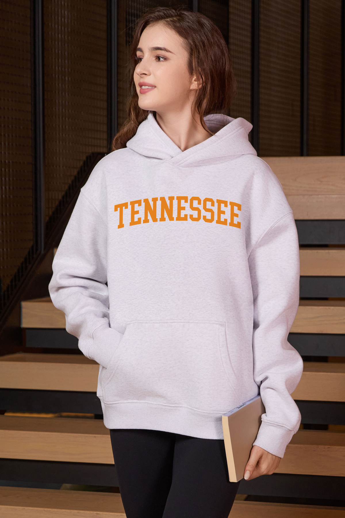 Tennessee Collegiate Hoodie — heather grey — front view 3