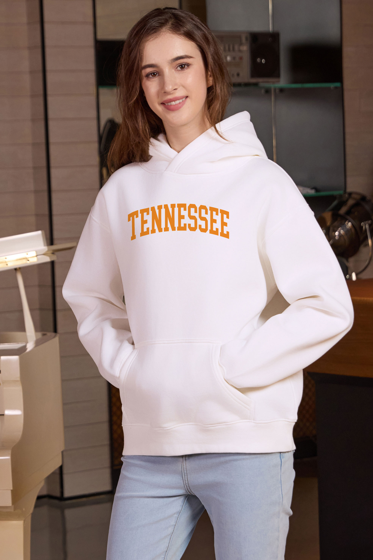 Tennessee Collegiate Hoodie — white — front view 1