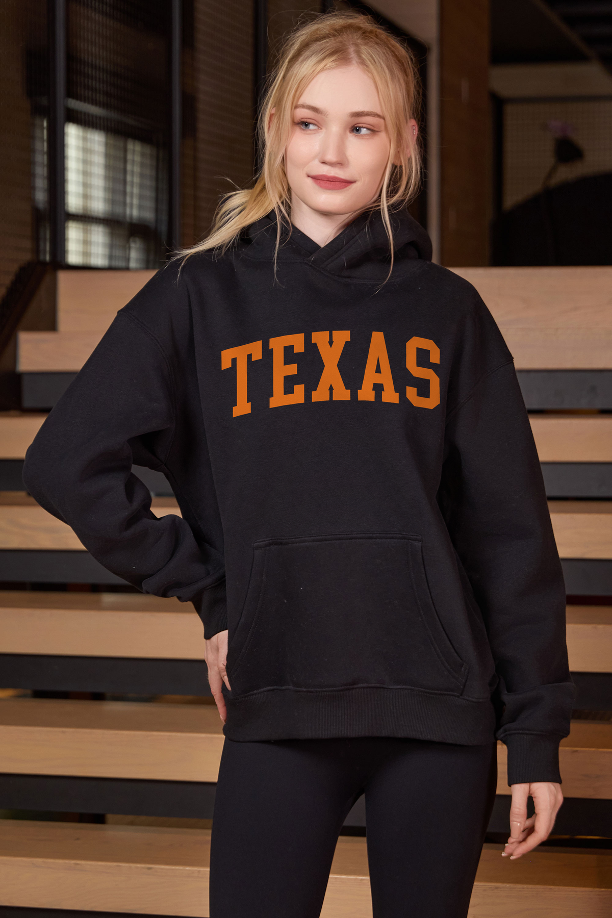 Texas Collegiate Hoodie — black — front view 1