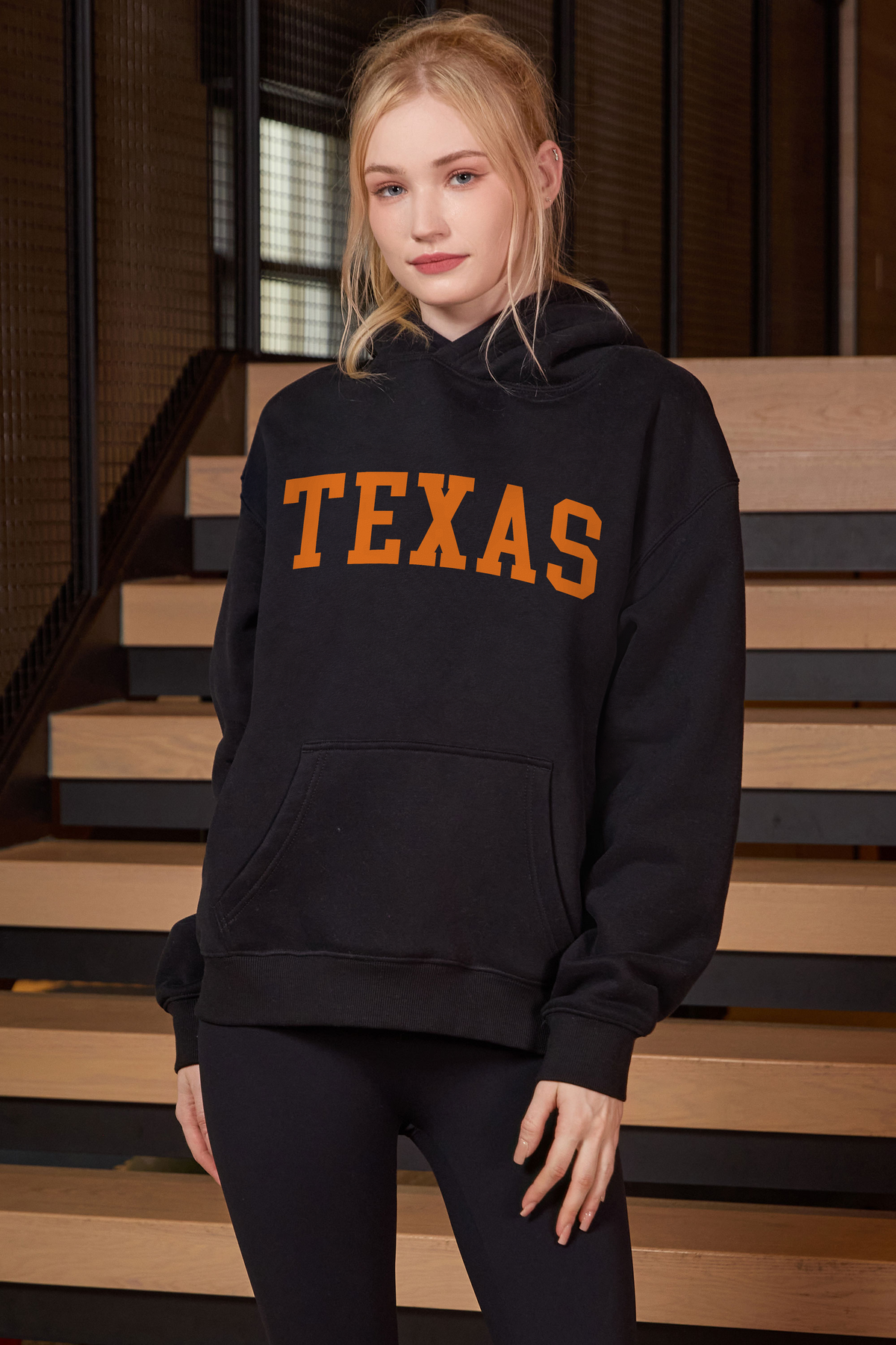 Texas Collegiate Hoodie — black — front view 2