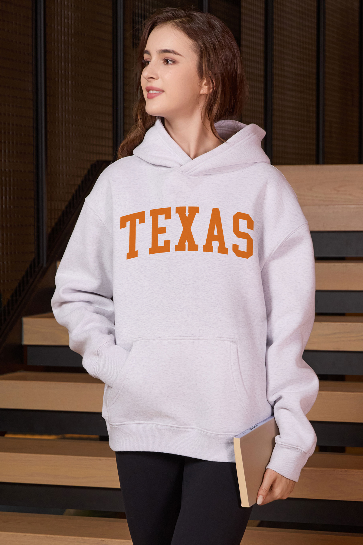 Texas Collegiate Hoodie — heather grey — front view 1