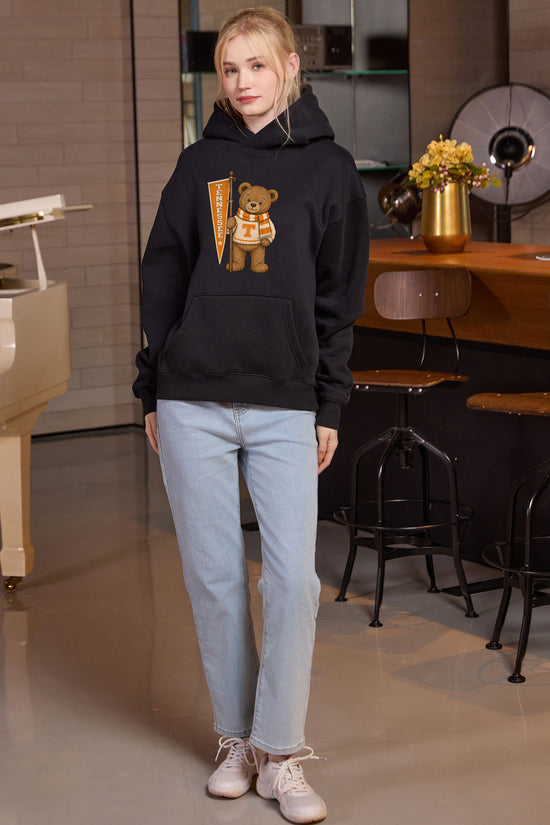 Tennessee Teddy Banner Hoodie in black — model view 3.