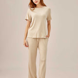 Airy soft loose fit top & wide pants set