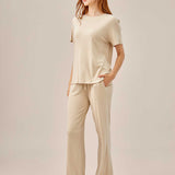 Airy soft loose fit top & wide pants set