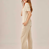 Airy soft loose fit top & wide pants set
