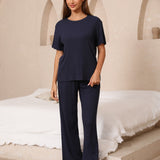 Airy soft loose fit top & wide pants set