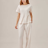 Waffled Top and Wide Legged Pant 2 Piece Set