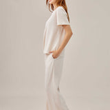 Waffled Top and Wide Legged Pant 2 Piece Set